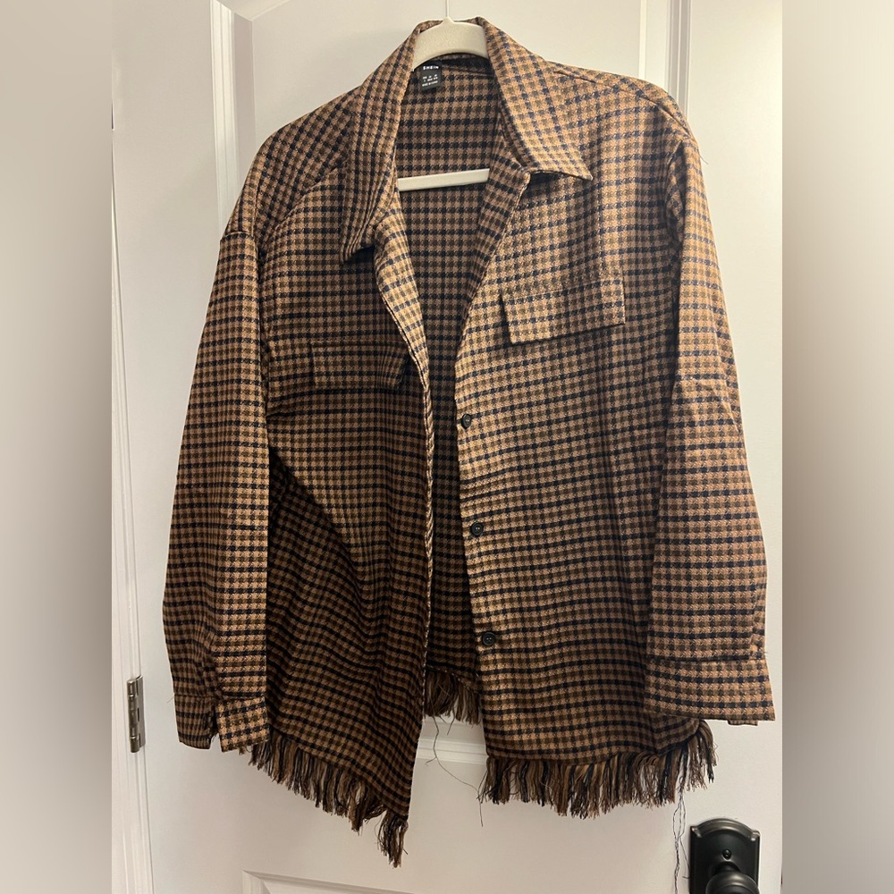 SHEIN Brown Checkered Jacket